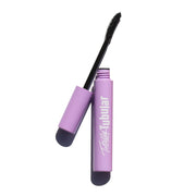 open purple mascara tube with plastic black curved applicator - totally tubular mascara, the ultimate - half caked makeup
