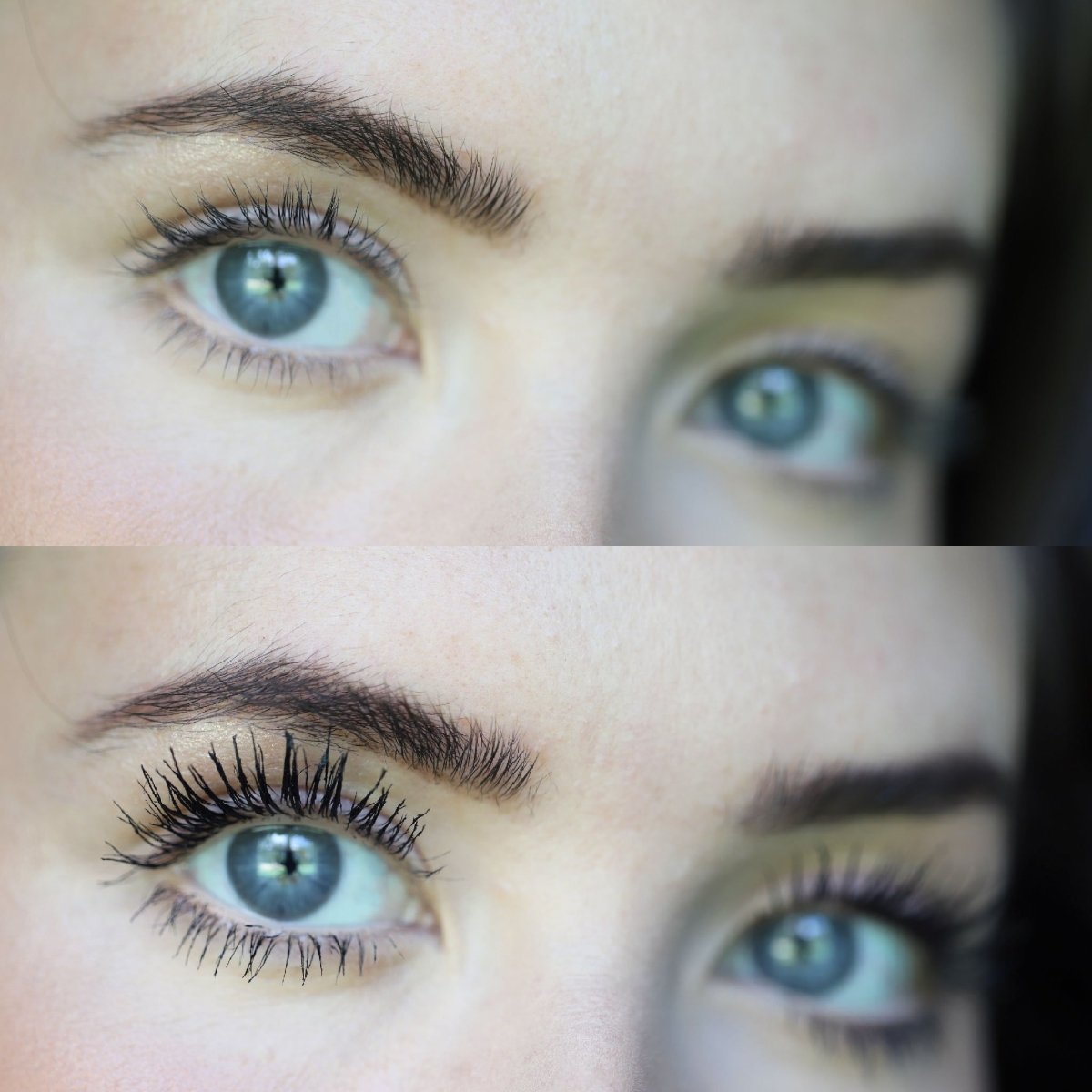 Totally Tubular tubing mascara demo before and after on blue eyes- Half Caked Makeup