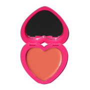 Heart-shaped Candy Paint Cheek + Lip Tint compact with mirror in radiant burnt orange shade, perfect for a blendable, dewy finish.