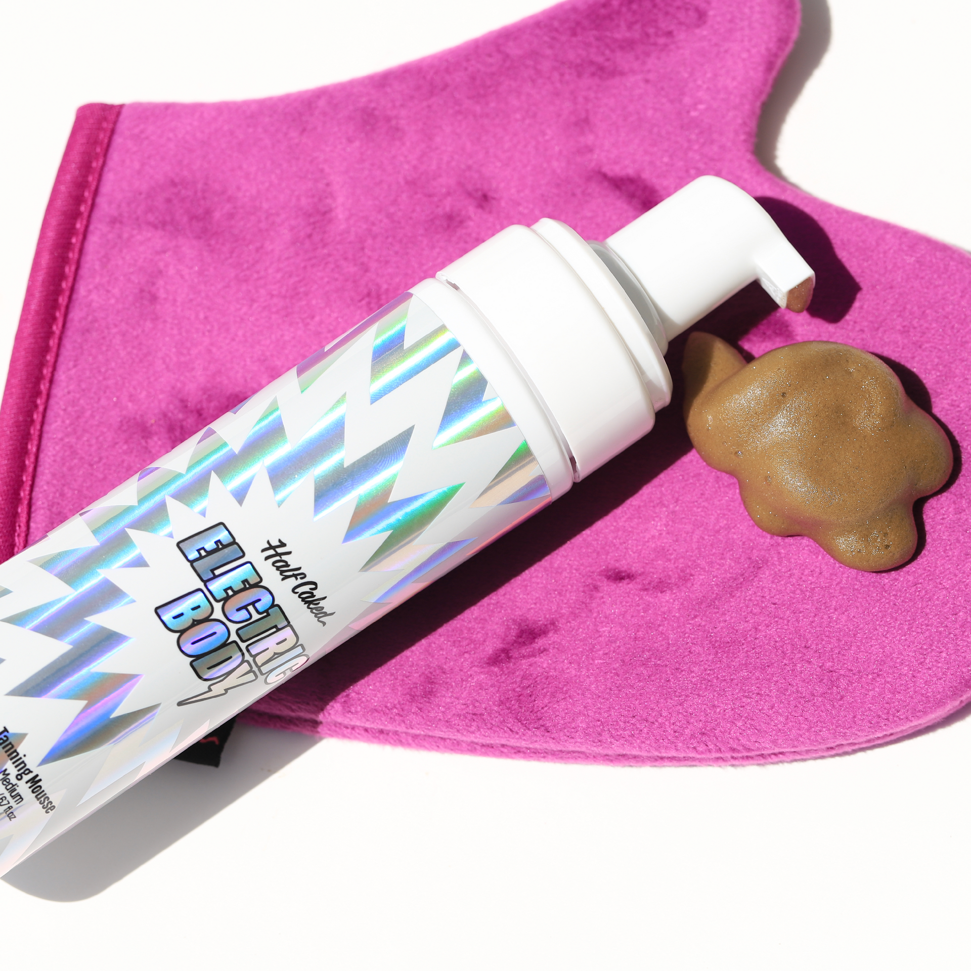 Electric Body Tanning Mousse with purple tanning mitt - Half Caked