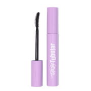 Totally Tubular Tubing Mascara with open applicator showing the curved brush and the product's lilac packaging.