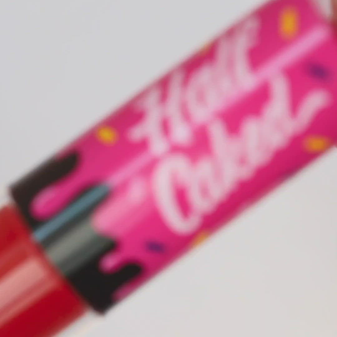 opening bright red lip fondant liquid lipstick tube - game changer - half caked makeup