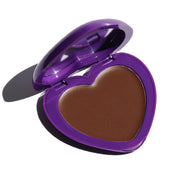 purple heart-shaped compact with mirror and brown pan - candy paint bronzer, north shore - half caked makeup