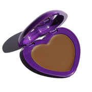 purple heart-shaped compact with mirror and brown pan - candy paint bronzer, coonless- half caked makeup