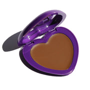 purple heart-shaped compact with mirror and brown pan - candy paint bronzer, cubby - half caked makeup