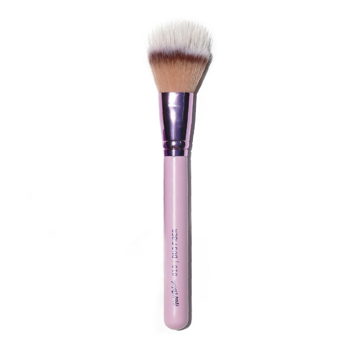 shiny purple tan brown and white blush brush - duo fiber - half caked makeup