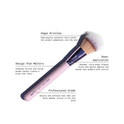 shiny purple tan brown and white blush brush - duo fiber - half caked makeup