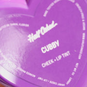 purple heart shaped compact with mirror and brown pan - instant cheekbones set - half caked makeup 