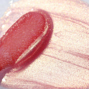 Pink lip gloss swatch with gold sparkles - Instant Crush - Rich Rich - Half Caked