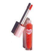 Orange lip gloss in a pink tube with heart -Instant Crush - 5% Tint - Half Caked