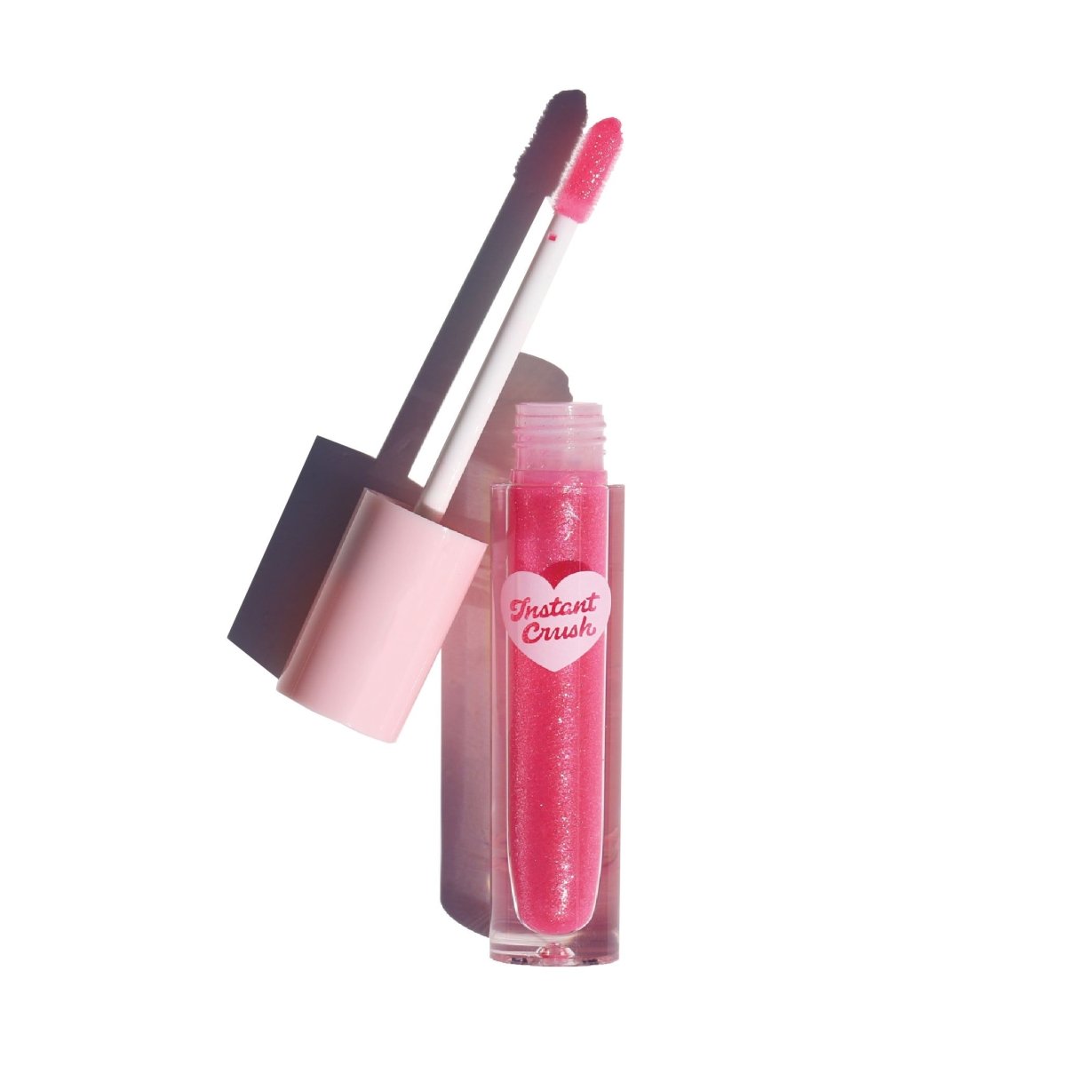 Pink shimmer lip gloss with sponge applicator and heart - Instant Crush - Pinky Ring - Half Caked