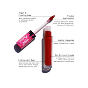 open red lip fondant liquid lipstick tube - game changer - half caked 
