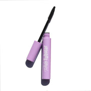 open purple mascara tube with black plastic cone applicator - totally tubular mascara, the heights - half caked makeup