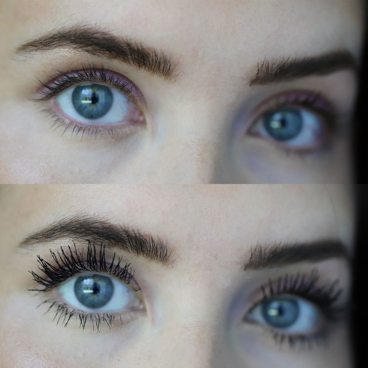 Before and after long eyelashes using Totally Tubular mascara - Half Caked Makeup